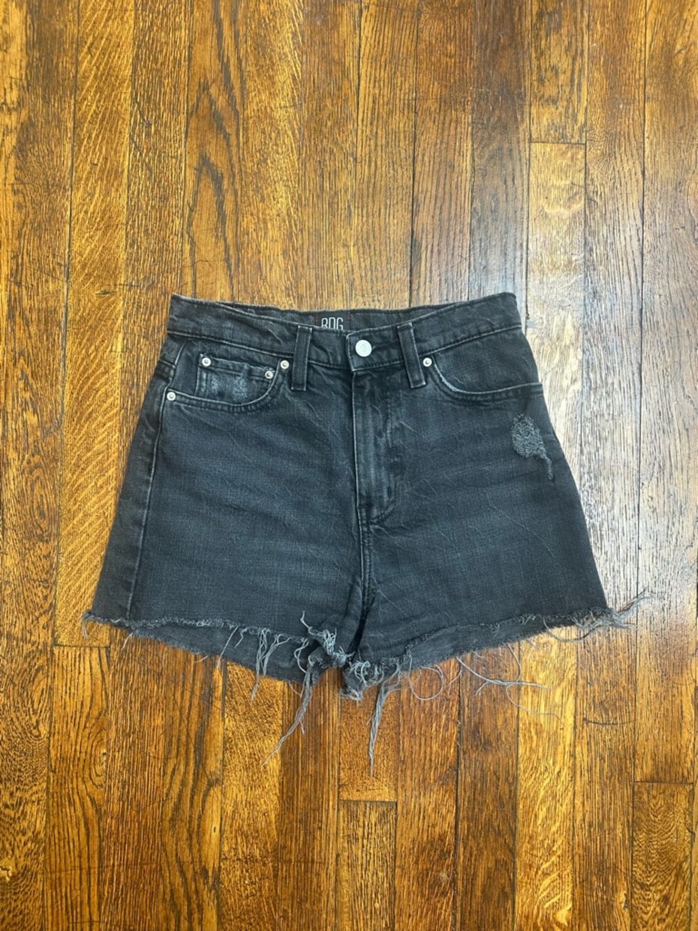 BDG Black High-Rise Distressed Denim Shorts